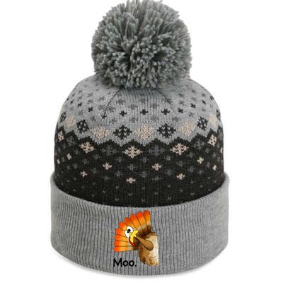 Turkey Moo Funny Thanksgiving The Baniff Cuffed Pom Beanie