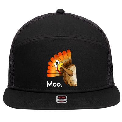 Turkey Moo Funny Thanksgiving 7 Panel Mesh Trucker Snapback Hat