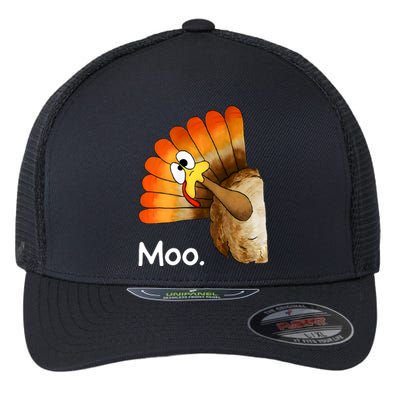 Turkey Moo Funny Thanksgiving Flexfit Unipanel Trucker Cap