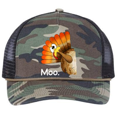 Turkey Moo Funny Thanksgiving Retro Rope Trucker Hat Cap