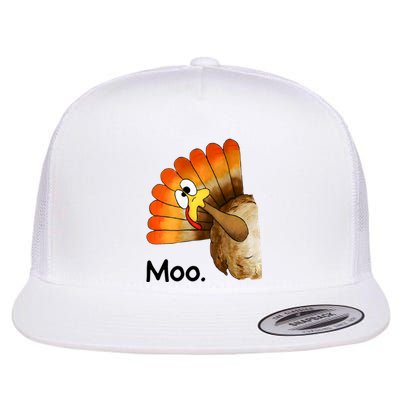 Turkey Moo Funny Thanksgiving Flat Bill Trucker Hat