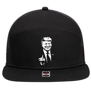 Trump Middle Finger Trump Fu 2024 Trump For President Gift 7 Panel Mesh Trucker Snapback Hat