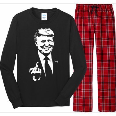 Trump Middle Finger Trump Fu 2024 Trump For President Gift Long Sleeve Pajama Set