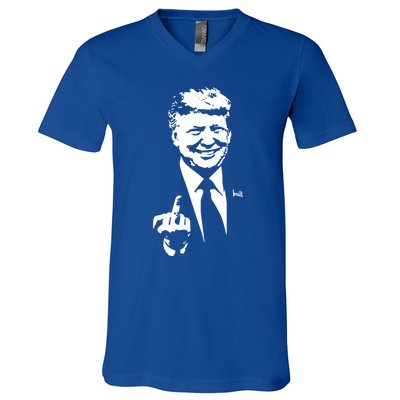 Trump Middle Finger Trump Fu 2024 Trump For President Gift V-Neck T-Shirt