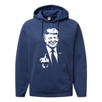 Trump Middle Finger Trump Fu 2024 Trump For President Gift Performance Fleece Hoodie