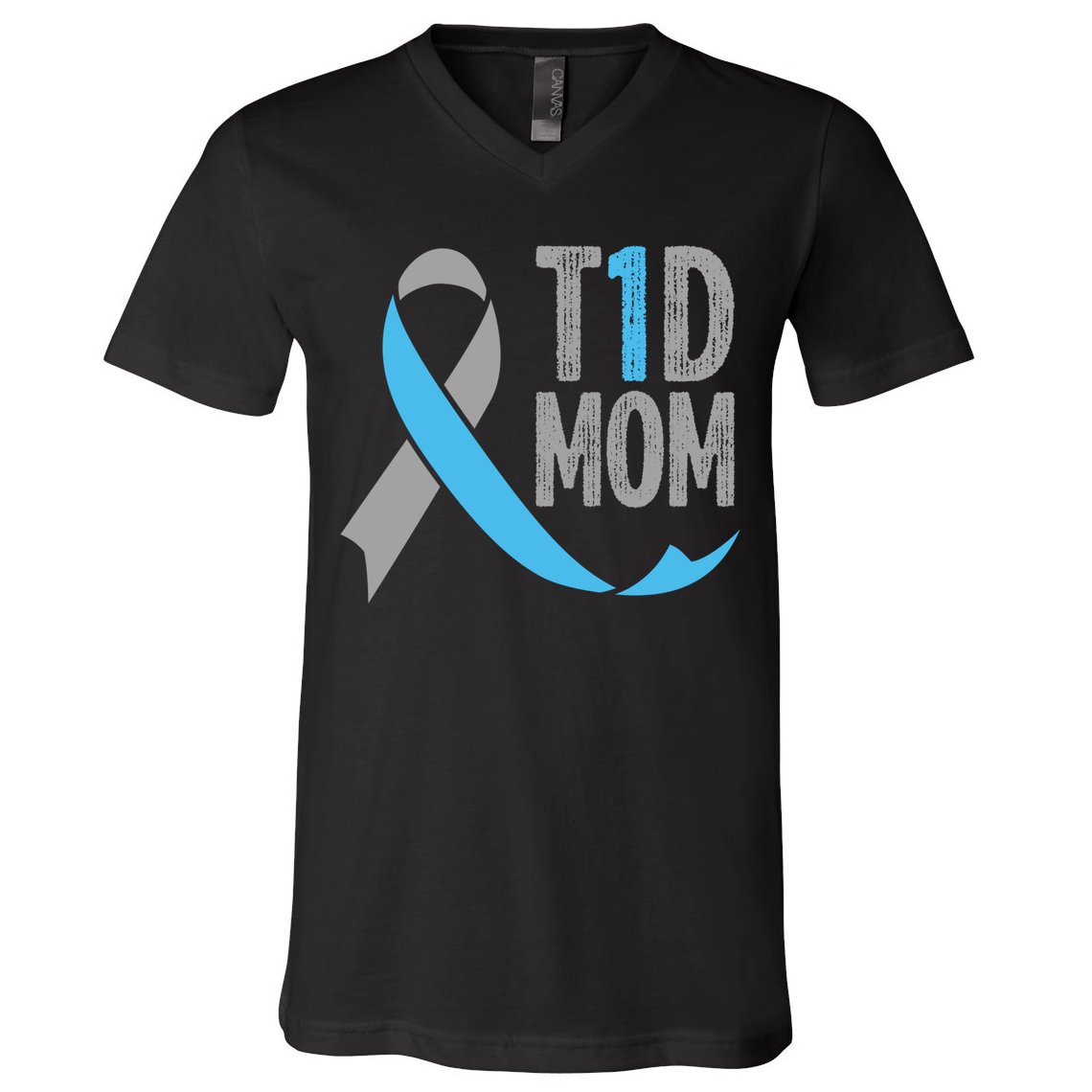 T1d Mom Funny Diabetic Gift For Women Type 1 Mom Diabetes Gift V-Neck T-Shirt