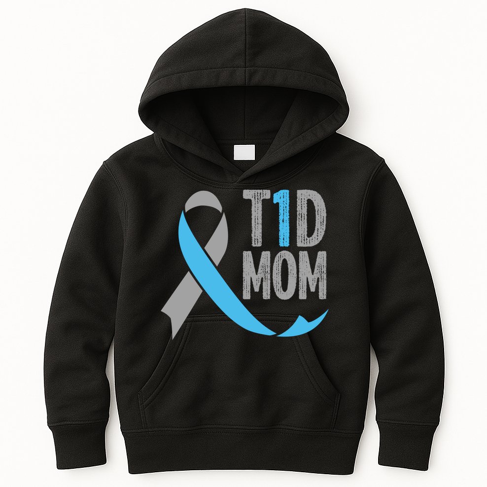 T1d Mom Funny Diabetic Gift For Women Type 1 Mom Diabetes Gift Kids Hoodie