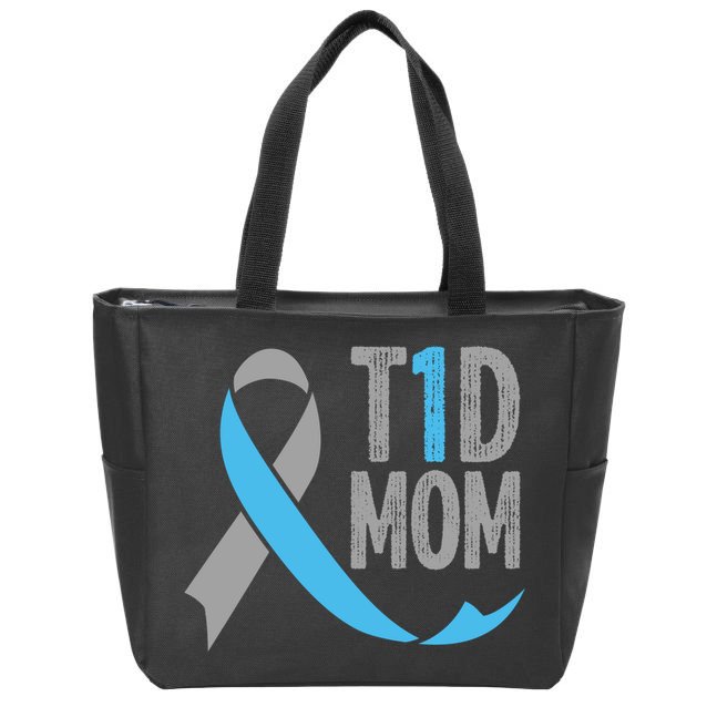 T1d Mom Funny Diabetic Gift For Women Type 1 Mom Diabetes Gift Zip Tote Bag