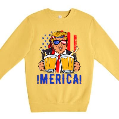 Trump Merica Funny Trump Patriot Funny 4th Of July Gift Premium Crewneck Sweatshirt