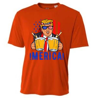 Trump Merica Funny Trump Patriot Funny 4th Of July Gift Cooling Performance Crew T-Shirt