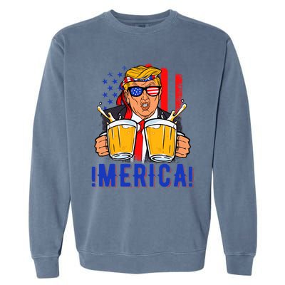 Trump Merica Funny Trump Patriot Funny 4th Of July Gift Garment-Dyed Sweatshirt