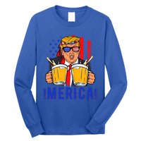 Trump Merica Funny Trump Patriot Funny 4th Of July Gift Long Sleeve Shirt