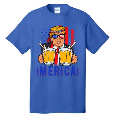 Trump Merica Funny Trump Patriot Funny 4th Of July Gift Tall T-Shirt