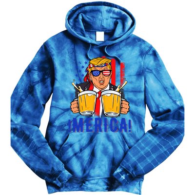 Trump Merica Funny Trump Patriot Funny 4th Of July Gift Tie Dye Hoodie