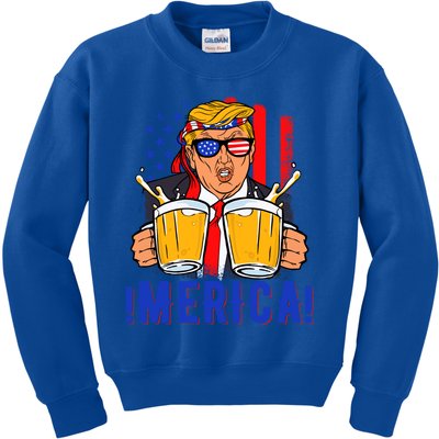 Trump Merica Funny Trump Patriot Funny 4th Of July Gift Kids Sweatshirt