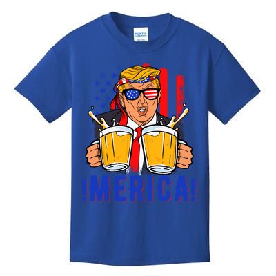 Trump Merica Funny Trump Patriot Funny 4th Of July Gift Kids T-Shirt