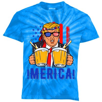 Trump Merica Funny Trump Patriot Funny 4th Of July Gift Kids Tie-Dye T-Shirt