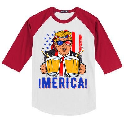 Trump Merica Funny Trump Patriot Funny 4th Of July Gift Kids Colorblock Raglan Jersey