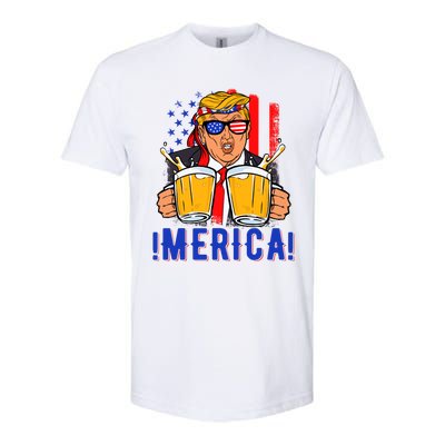 Trump Merica Funny Trump Patriot Funny 4th Of July Gift Softstyle CVC T-Shirt