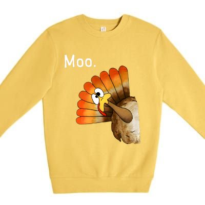 Turkey Moo Funny Thanksgiving Cow Premium Crewneck Sweatshirt