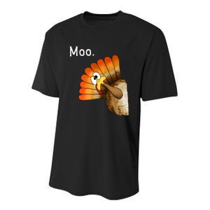 Turkey Moo Funny Thanksgiving Cow Youth Performance Sprint T-Shirt