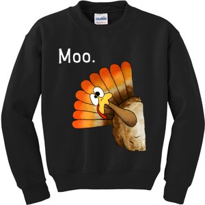 Turkey Moo Funny Thanksgiving Cow Kids Sweatshirt