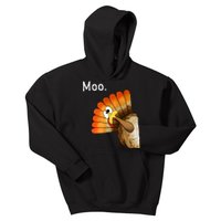 Turkey Moo Funny Thanksgiving Cow Kids Hoodie