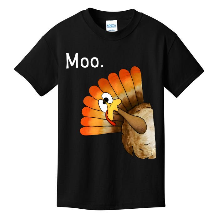 Turkey Moo Funny Thanksgiving Cow Kids T-Shirt