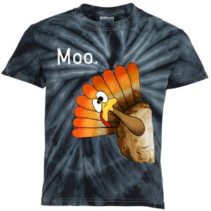 Turkey Moo Funny Thanksgiving Cow Kids Tie-Dye T-Shirt