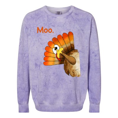 Turkey Moo Funny Thanksgiving Colorblast Crewneck Sweatshirt