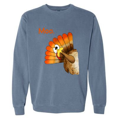 Turkey Moo Funny Thanksgiving Garment-Dyed Sweatshirt