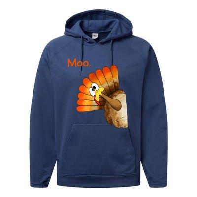 Turkey Moo Funny Thanksgiving Performance Fleece Hoodie