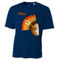 Turkey Moo Funny Thanksgiving Cooling Performance Crew T-Shirt