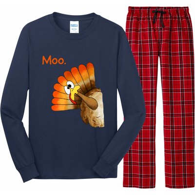 Turkey Moo Funny Thanksgiving Long Sleeve Pajama Set