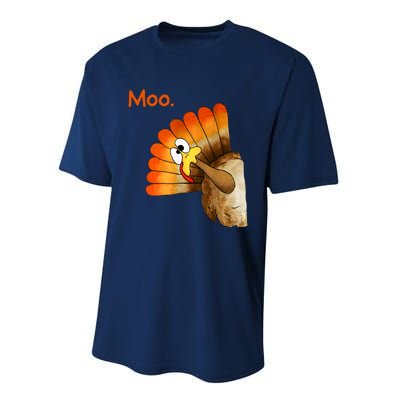 Turkey Moo Funny Thanksgiving Performance Sprint T-Shirt