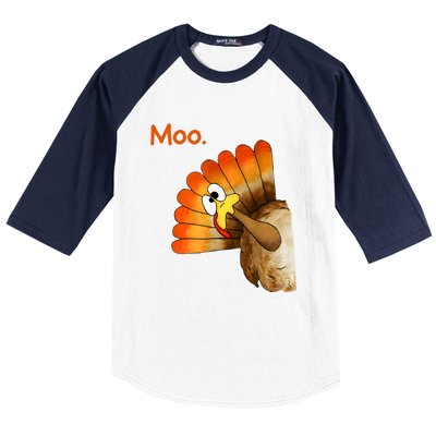 Turkey Moo Funny Thanksgiving Baseball Sleeve Shirt