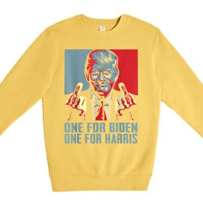 Trump Middle Finger Biden Harris Republican American Flag Premium Crewneck Sweatshirt