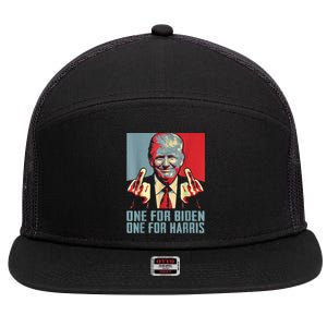 Trump Middle Finger Biden Harris Republican American Flag 7 Panel Mesh Trucker Snapback Hat