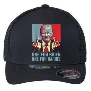 Trump Middle Finger Biden Harris Republican American Flag Flexfit Unipanel Trucker Cap