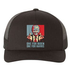 Trump Middle Finger Biden Harris Republican American Flag Yupoong Adult 5-Panel Trucker Hat