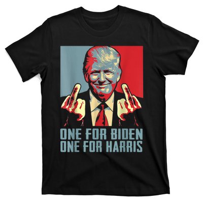 Trump Middle Finger Biden Harris Republican American Flag T-Shirt