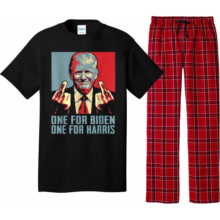 Trump Middle Finger Biden Harris Republican American Flag Pajama Set