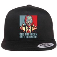 Trump Middle Finger Biden Harris Republican American Flag Flat Bill Trucker Hat