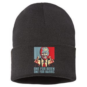 Trump Middle Finger Biden Harris Republican American Flag Sustainable Knit Beanie