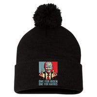 Trump Middle Finger Biden Harris Republican American Flag Pom Pom 12in Knit Beanie