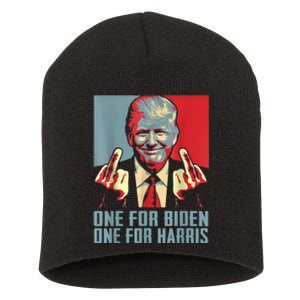 Trump Middle Finger Biden Harris Republican American Flag Short Acrylic Beanie