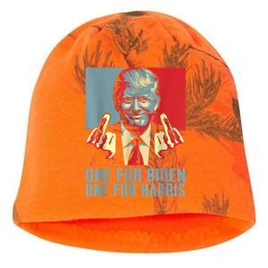 Trump Middle Finger Biden Harris Republican American Flag Kati - Camo Knit Beanie