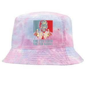 Trump Middle Finger Biden Harris Republican American Flag Tie-Dyed Bucket Hat