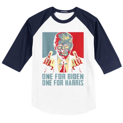 Trump Middle Finger Biden Harris Republican American Flag Baseball Sleeve Shirt