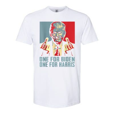 Trump Middle Finger Biden Harris Republican American Flag Softstyle CVC T-Shirt